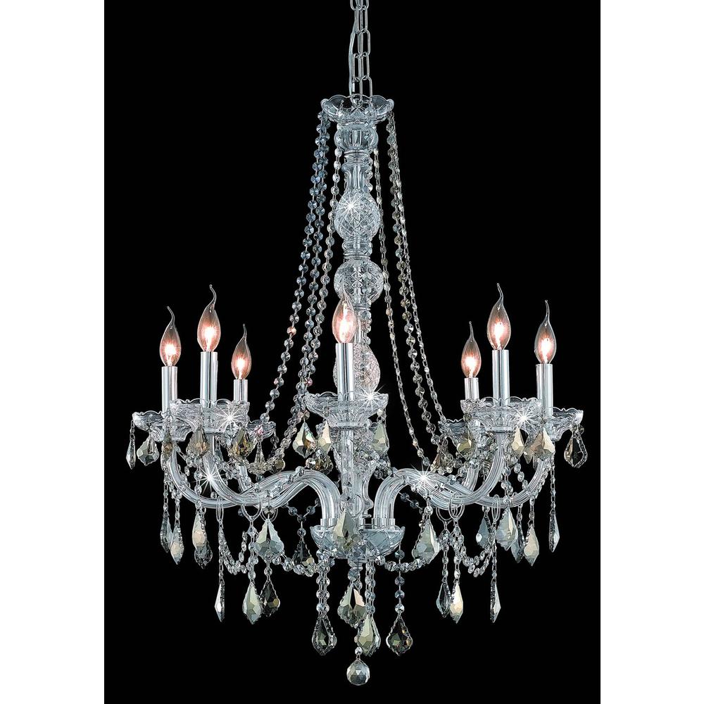 Verona 8 light Chrome Chandelier Golden Teak (Smoky) Royal Cut Crystal. Picture 1