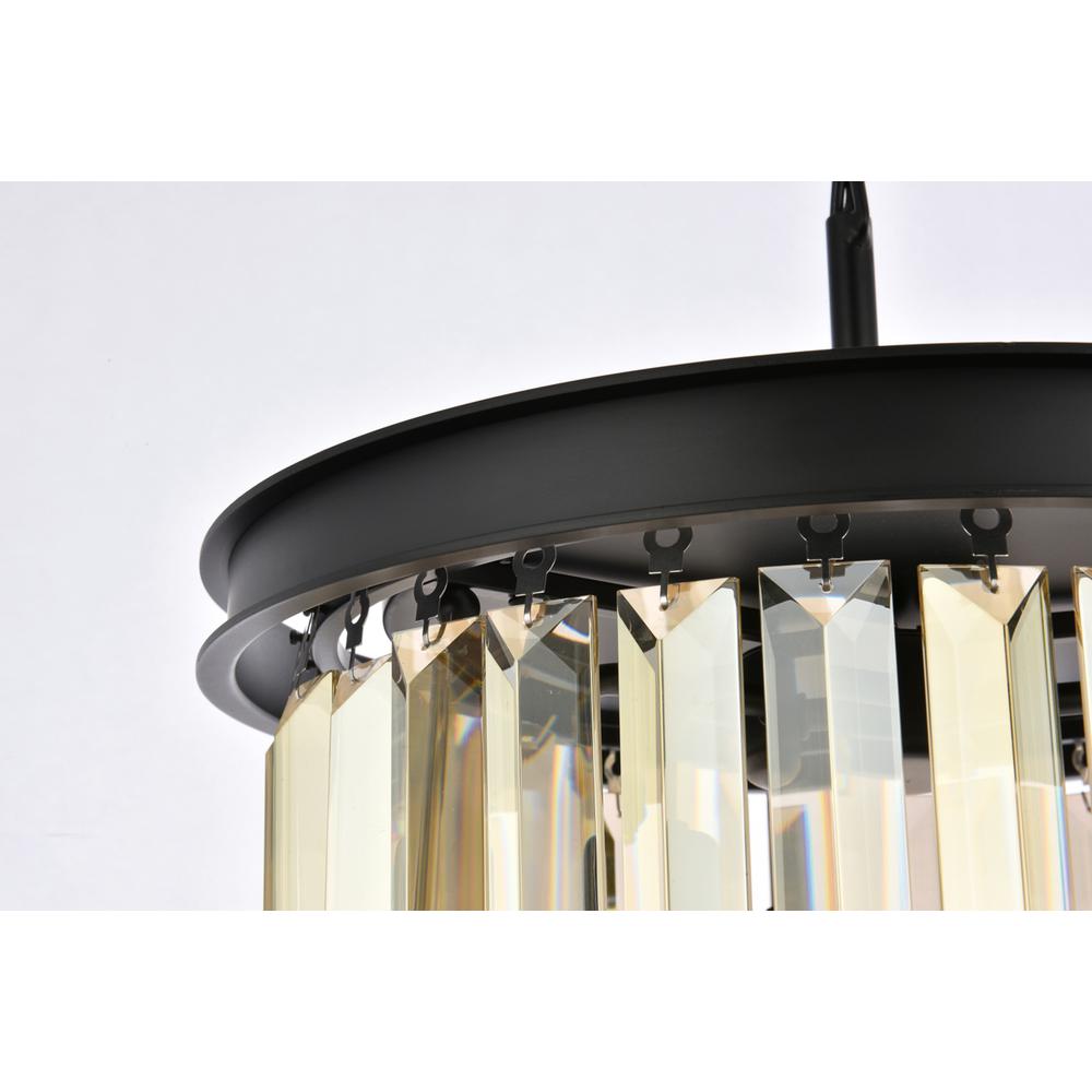 Sydney 3 light Matte Black Flush Mount Golden Teak (Smoky) Royal Cut Crystal. Picture 4