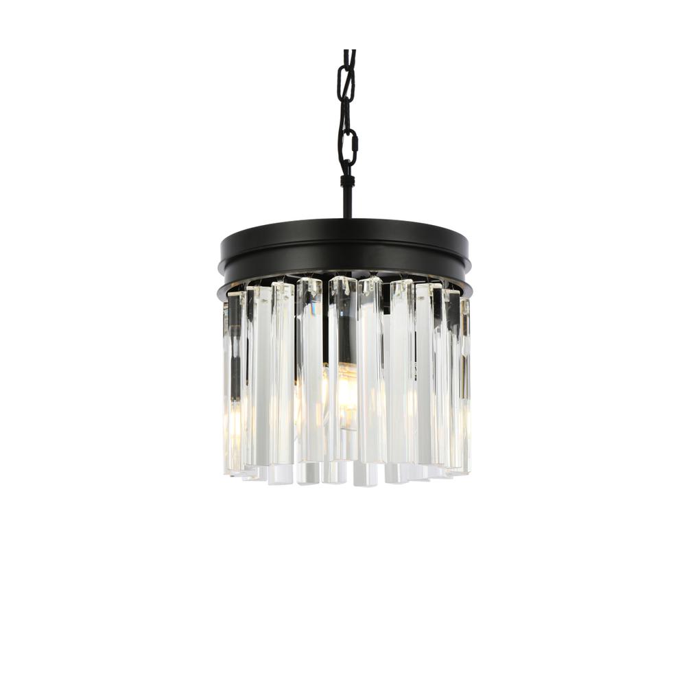Sydney 3 light Matte Black Pendant Clear Royal Cut Crystal. Picture 2