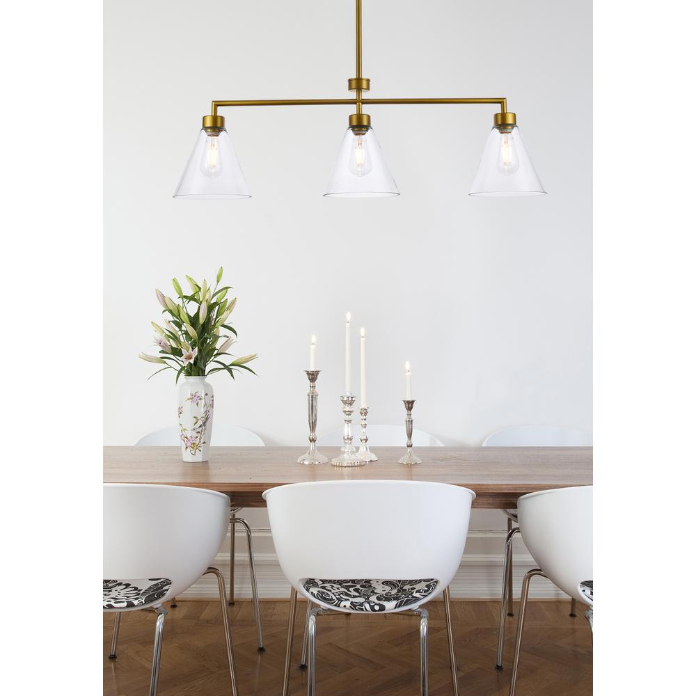 Mera 3 lights brass pendant. Picture 7