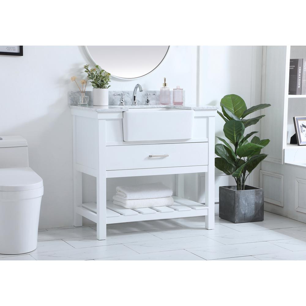36 inch Single bathroom vanity in white with backsplash. Picture 2