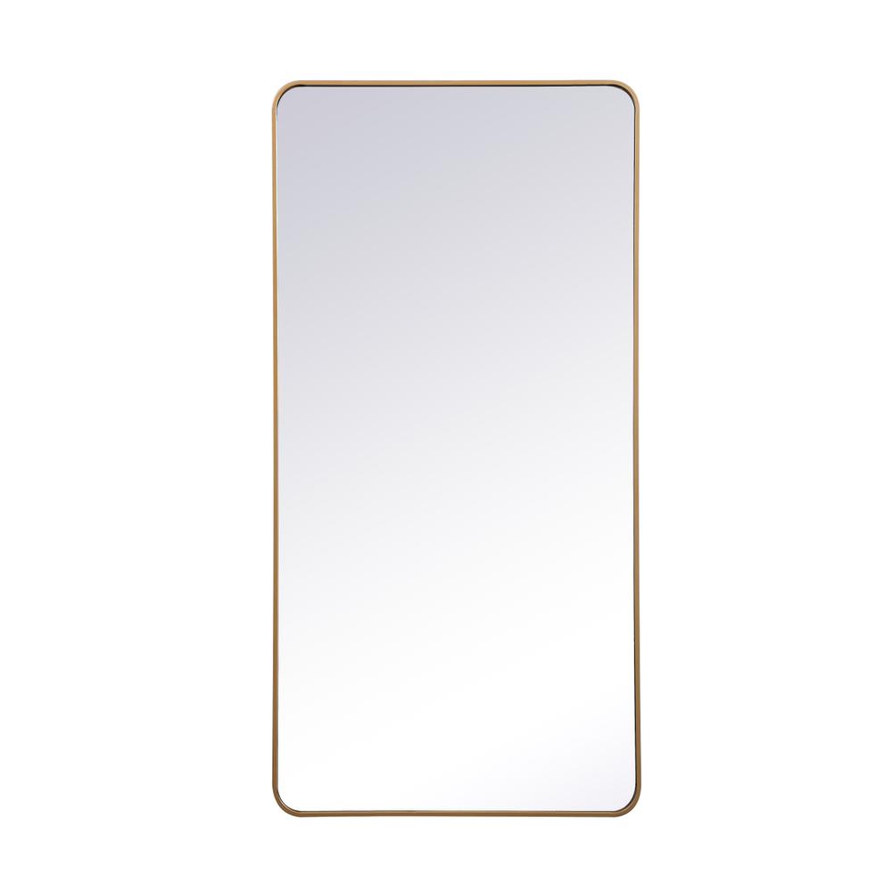 Soft corner metal rectangular mirror 30x60 inch in Brass. Picture 6