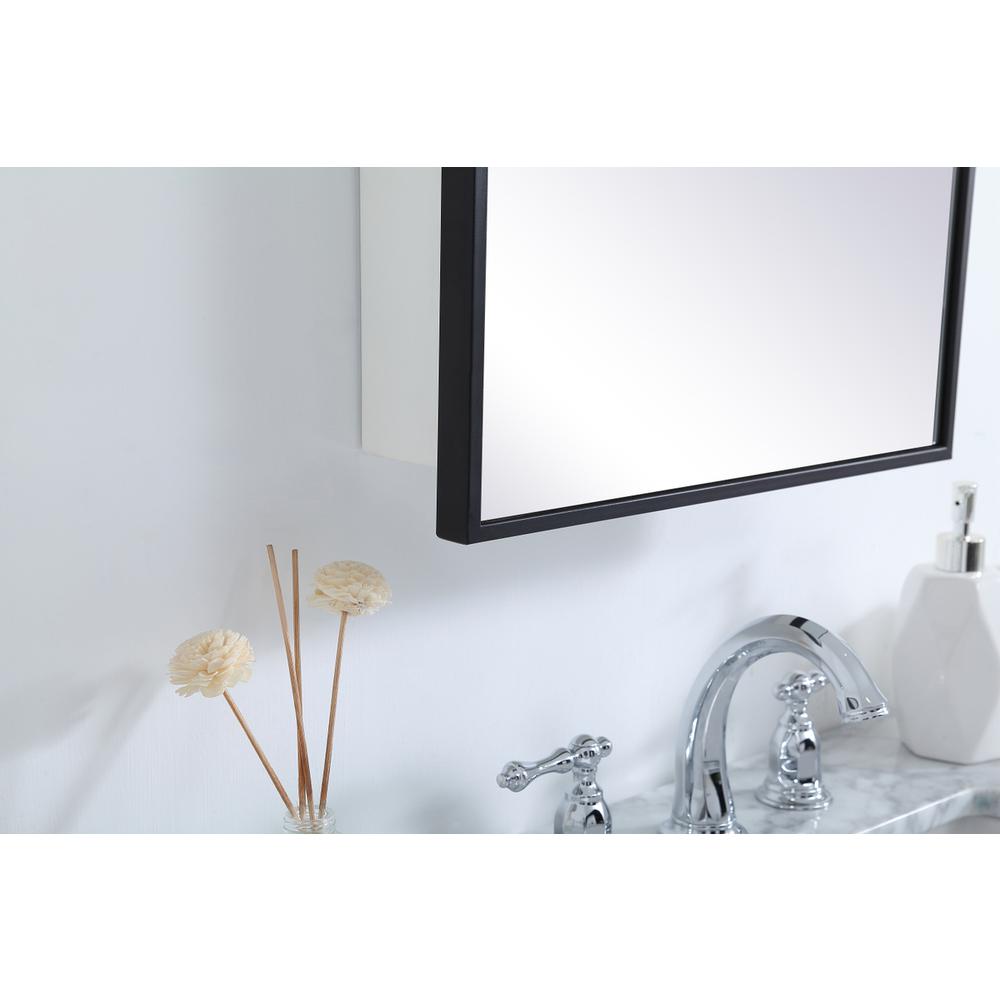 Metal mirror medicine cabinet 17 inch x 28 inch in Black. Picture 4