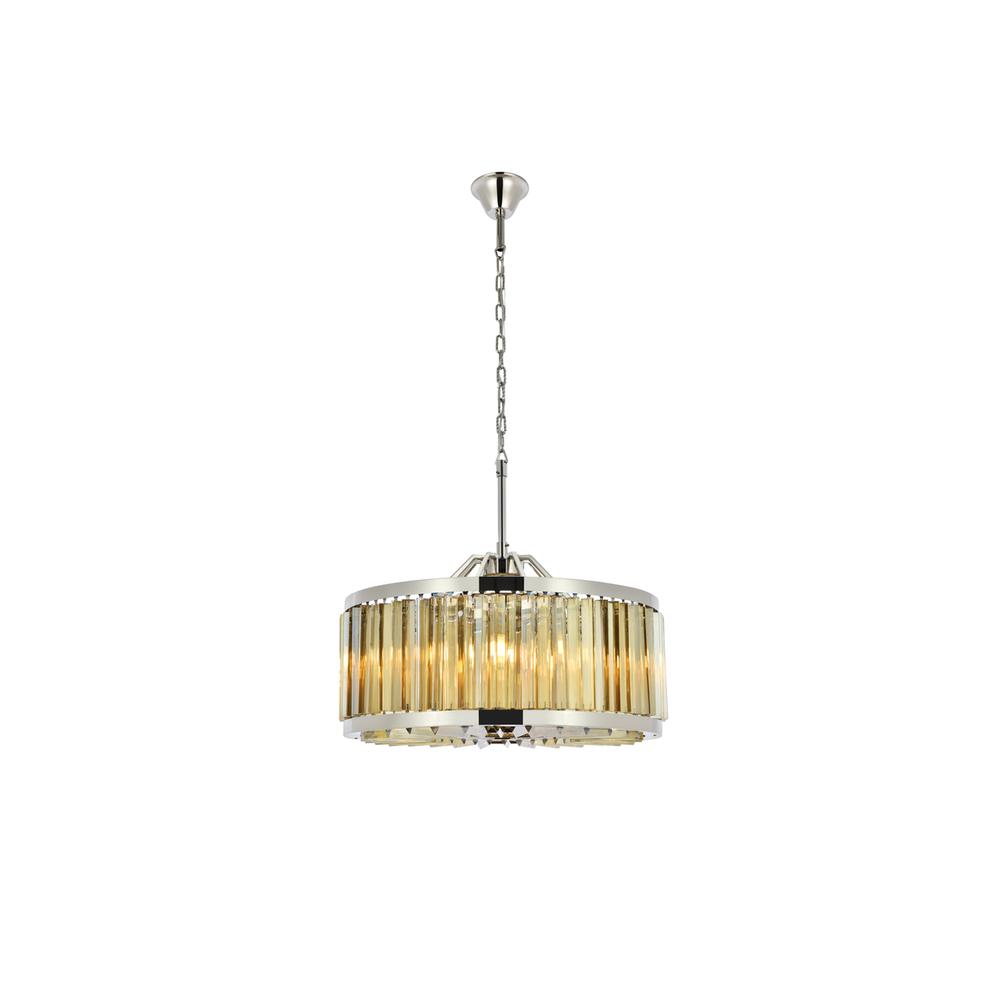 Chelsea 8 light polished nickel Chandelier Golden Teak (Smoky) Royal Cut Crystal. Picture 1