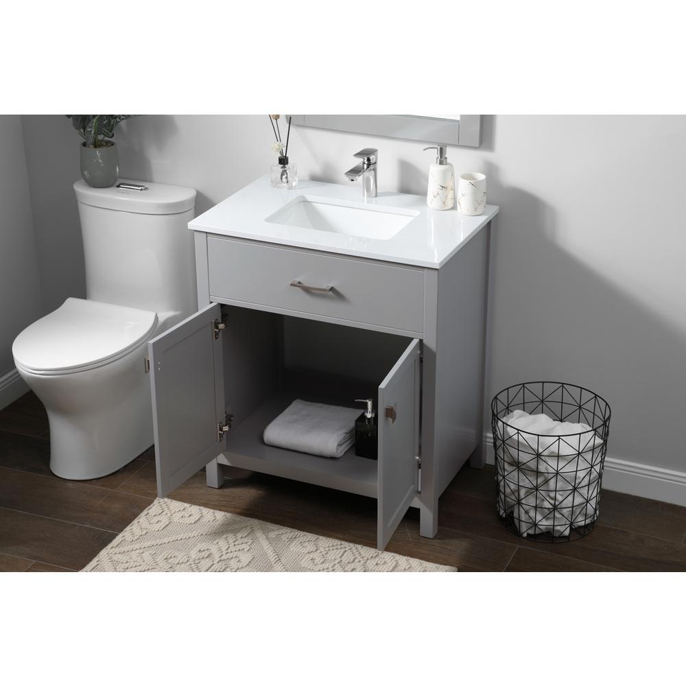 30 Inch SIngle Bathroom Vanity In Grey. Picture 3
