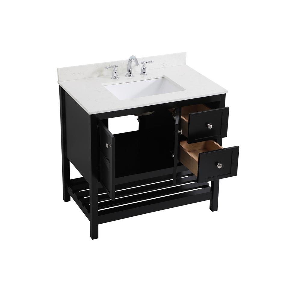 36 inch Single Bathroom Vanity in Black with Backsplash. Picture 9