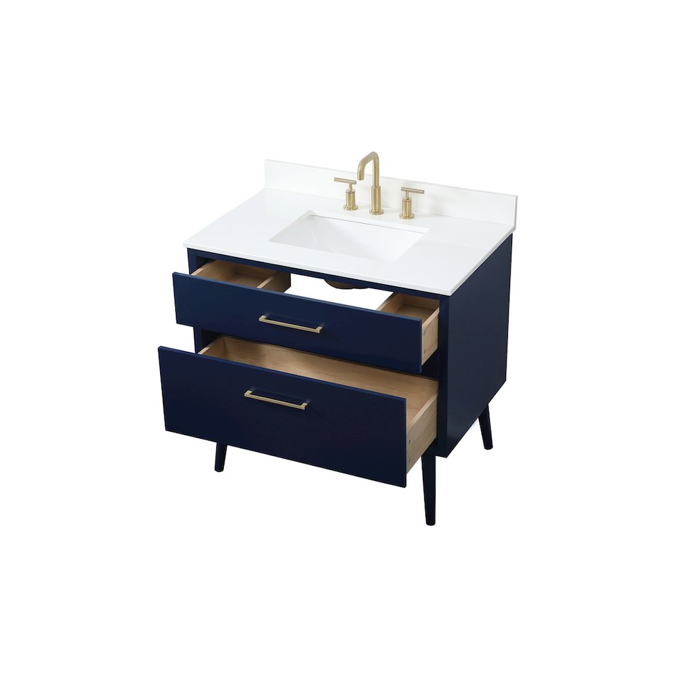 36 Inch Bathroom Vanity In Blue With Backsplash. Picture 10