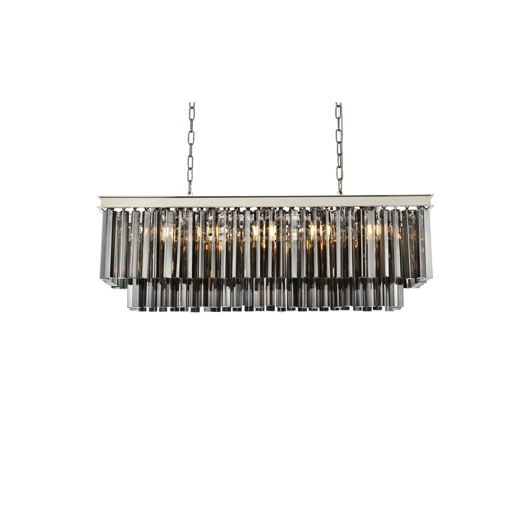 Sydney 12 light polished nickel Chandelier Silver Shade (Grey) Royal Cut Crystal. Picture 2