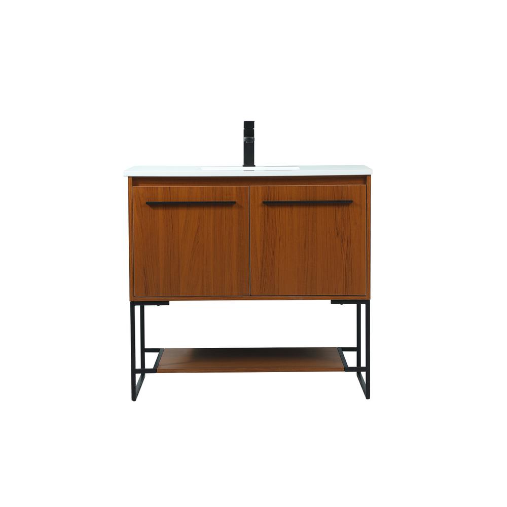 36 inch Single bathroom vanity in teak. Picture 1