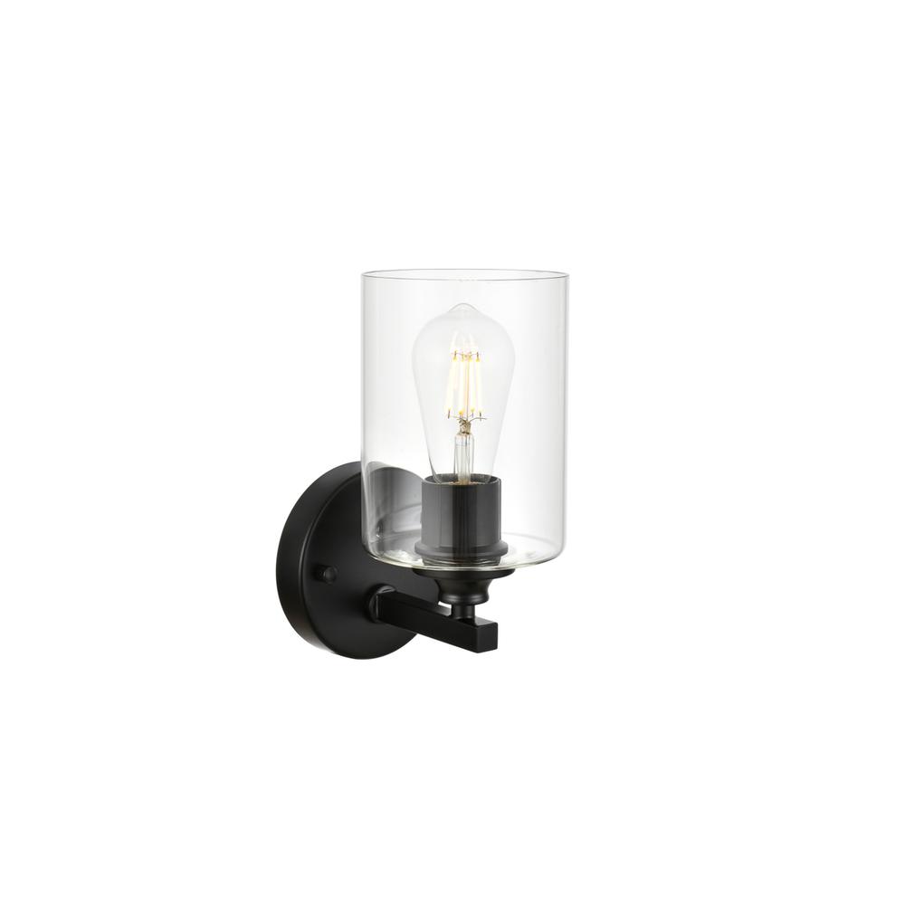 Mayson 1 light Black and Clear Bath Sconce. Picture 3
