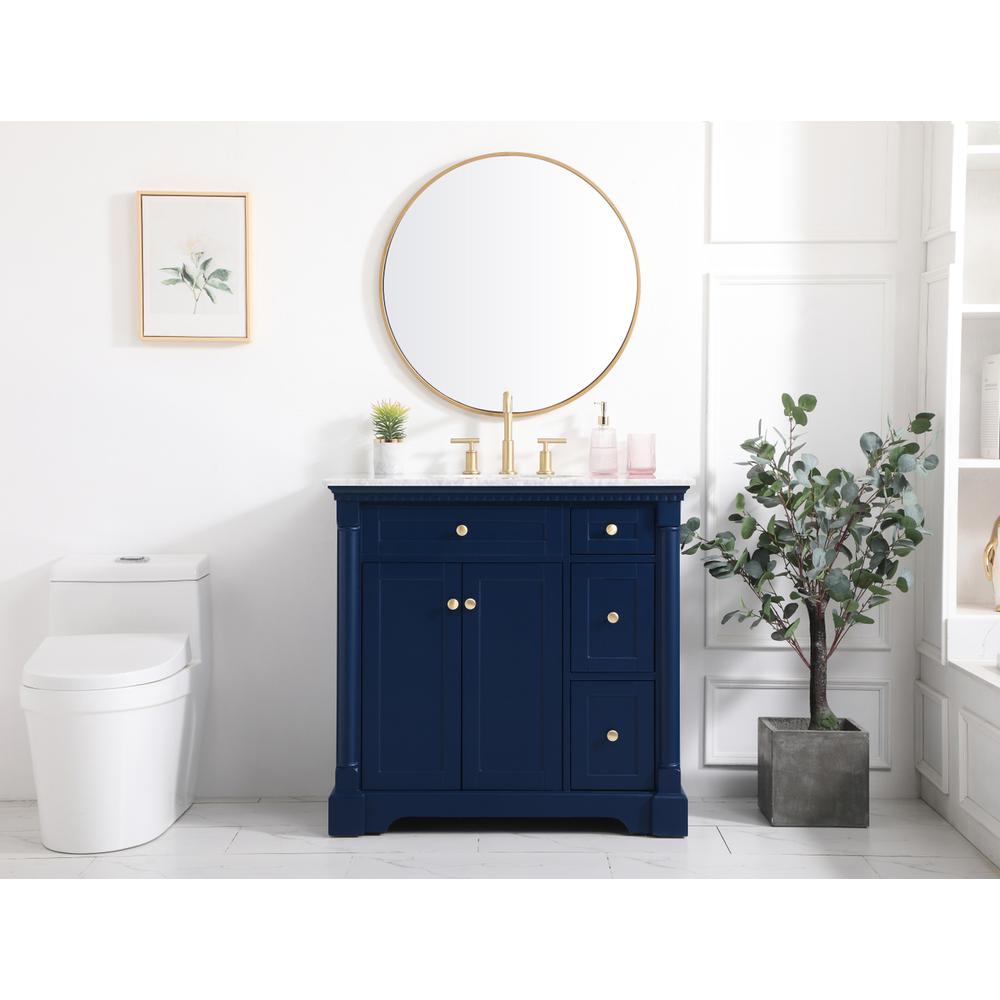36 inch Single bathroom vanity in  Blue. Picture 4