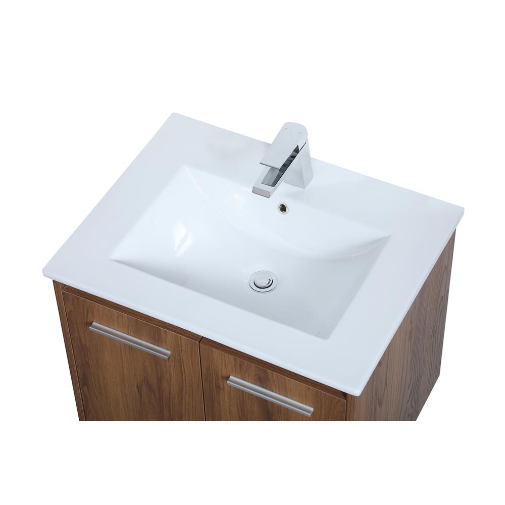 24 inch  Single Bathroom Floating Vanity in Walnut Brown. Picture 8