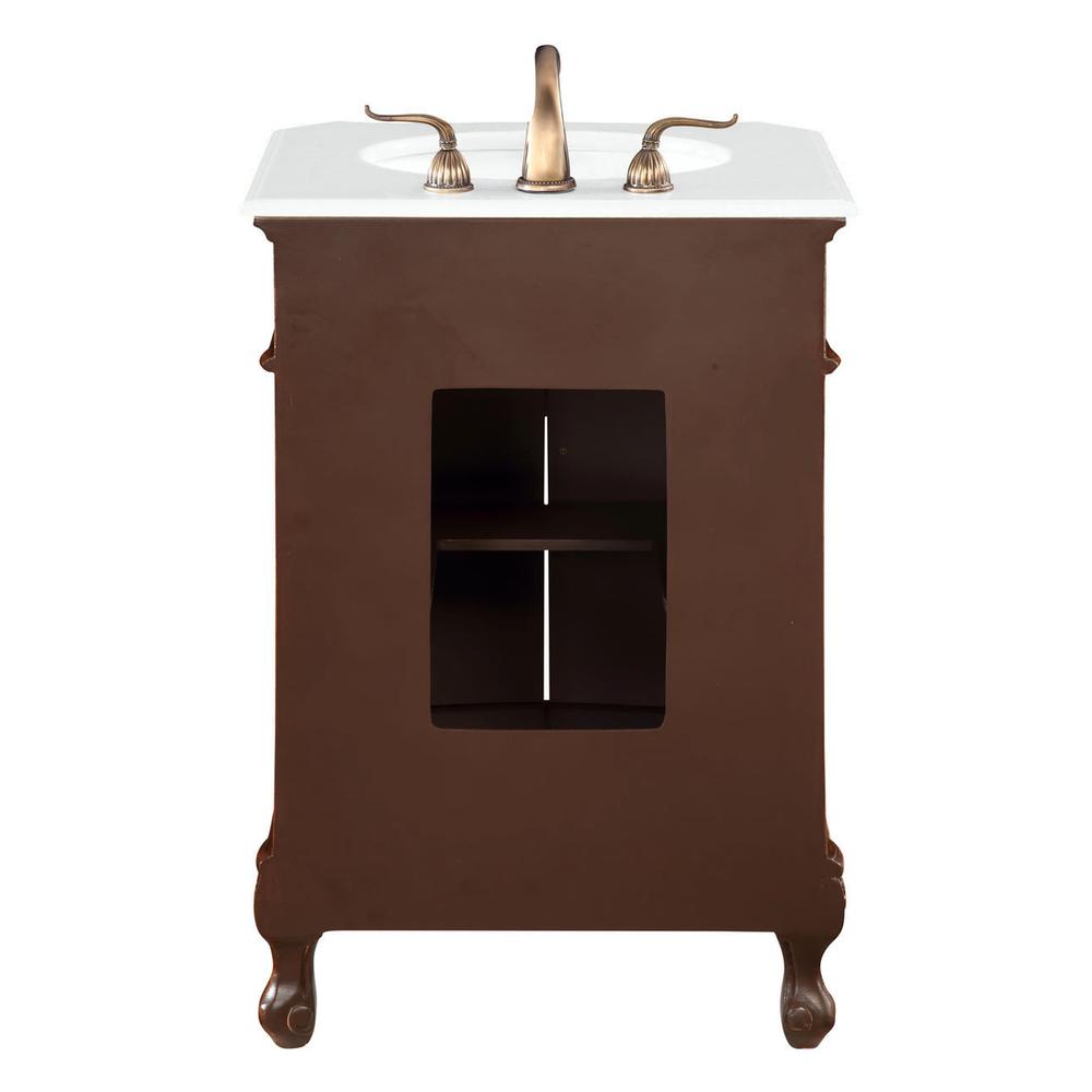24 inch Single Bathroom vanity in Brown with ivory white engineered marble. Picture 7