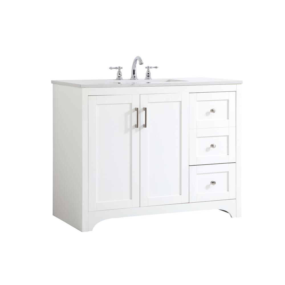 42 inch Single Bathroom Vanity in White. Picture 7
