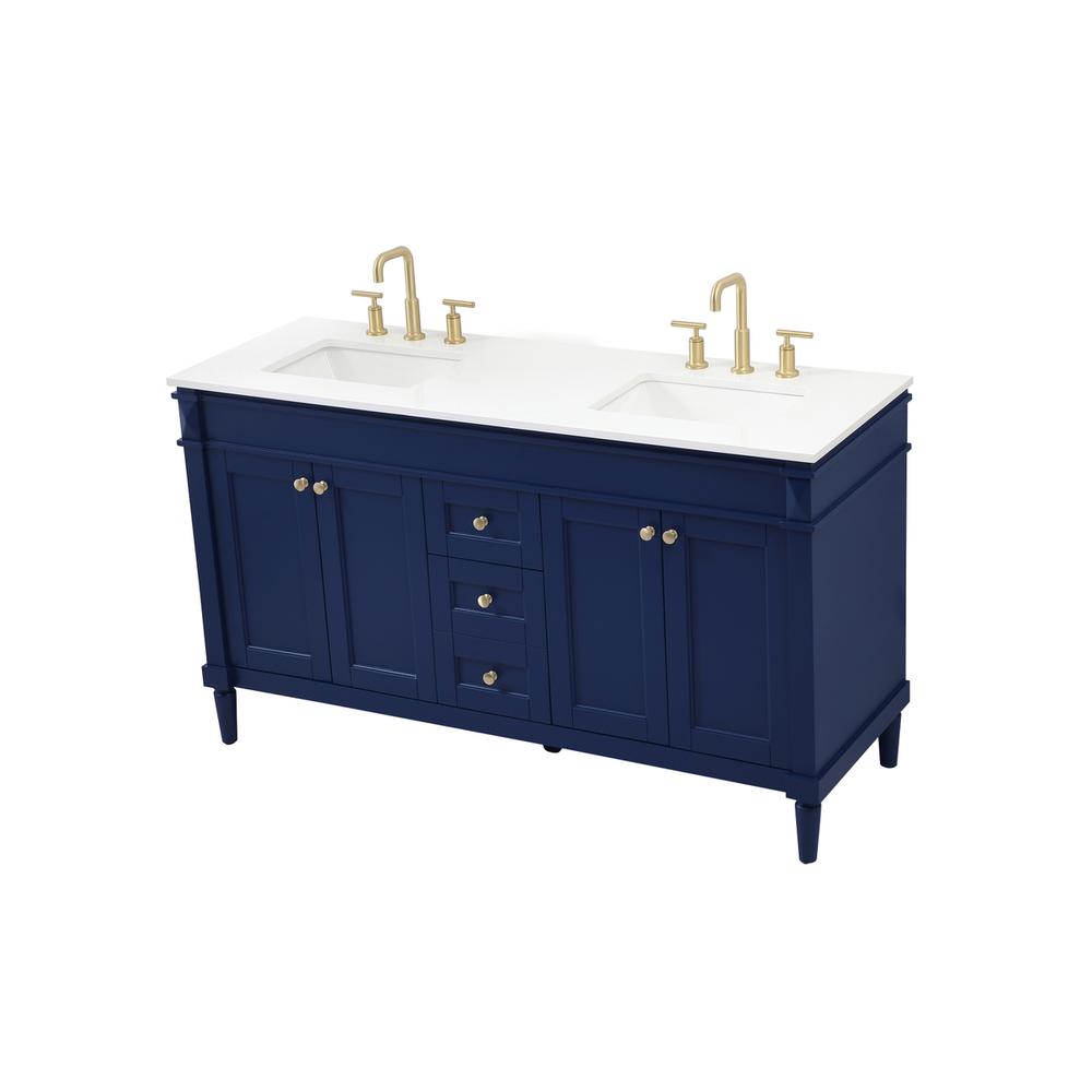 60 inch double bathroom vanity in blue. Picture 8