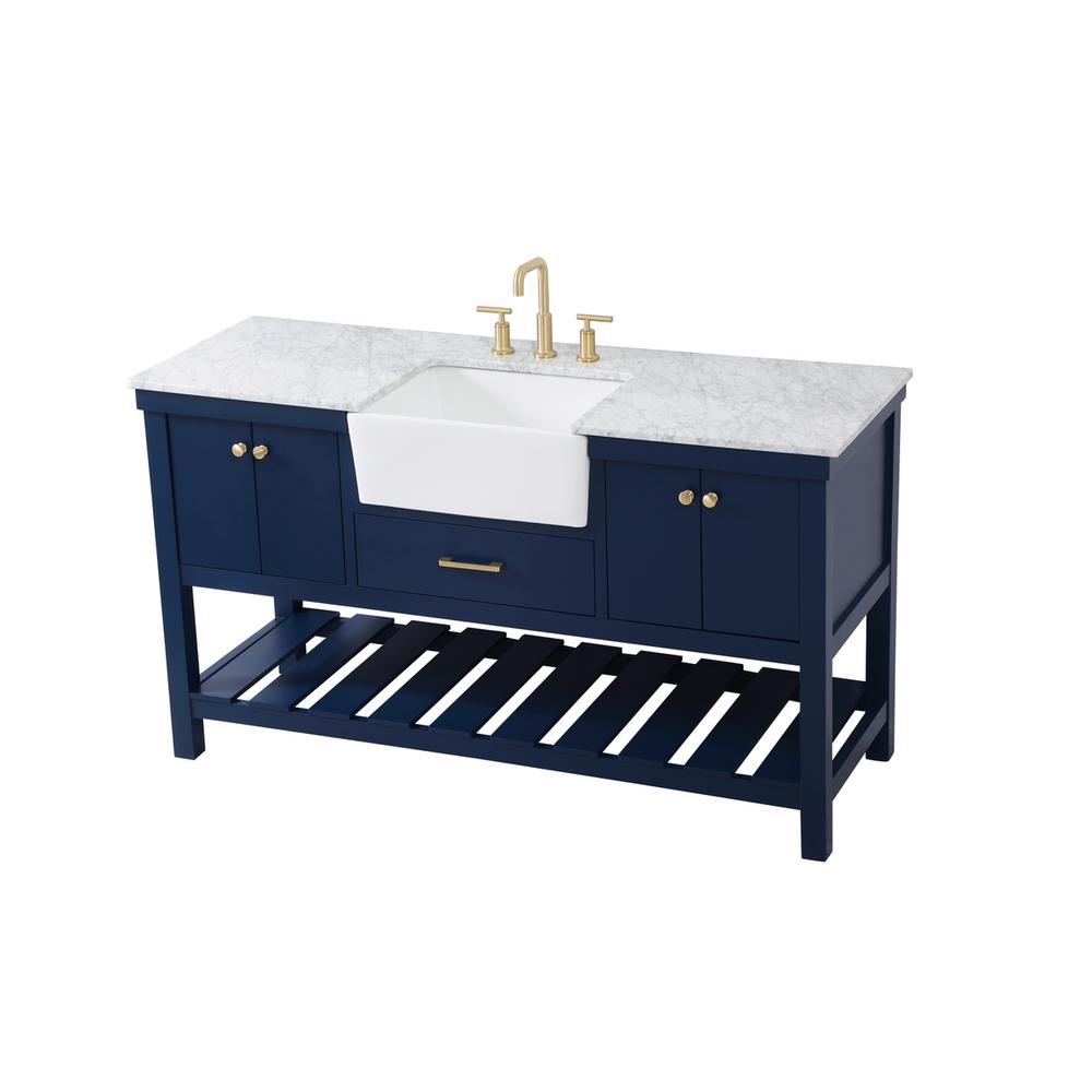 60 inch Single bathroom vanity in blue. Picture 8