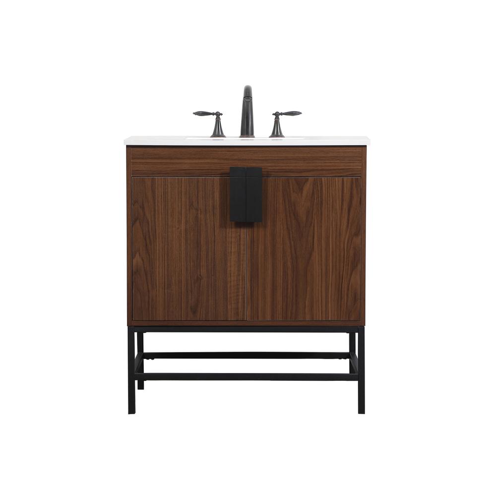 30 inch Single bathroom vanity in walnut. Picture 1