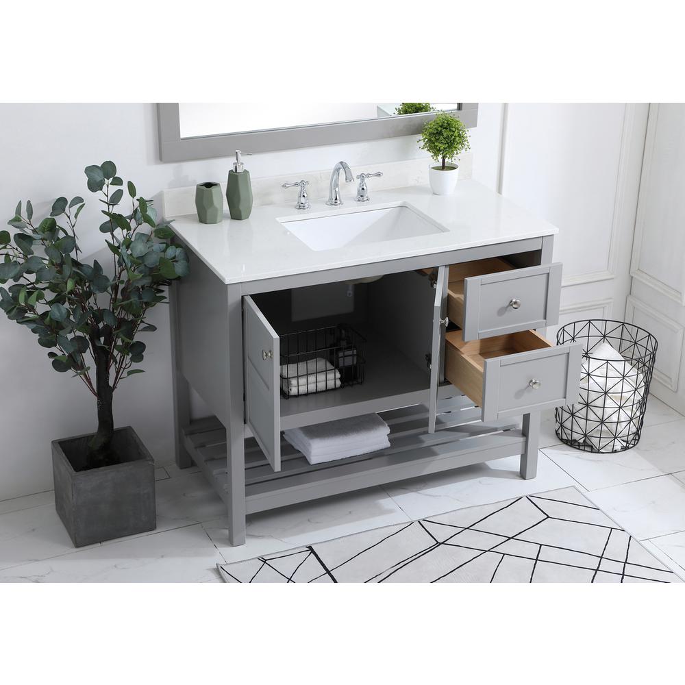 42 inch Single Bathroom Vanity in Gray with Backsplash. Picture 3