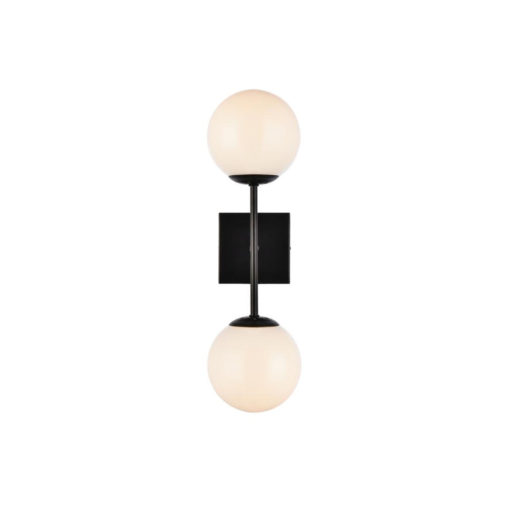 Neri 2 lights black and white glass wall sconce. Picture 1