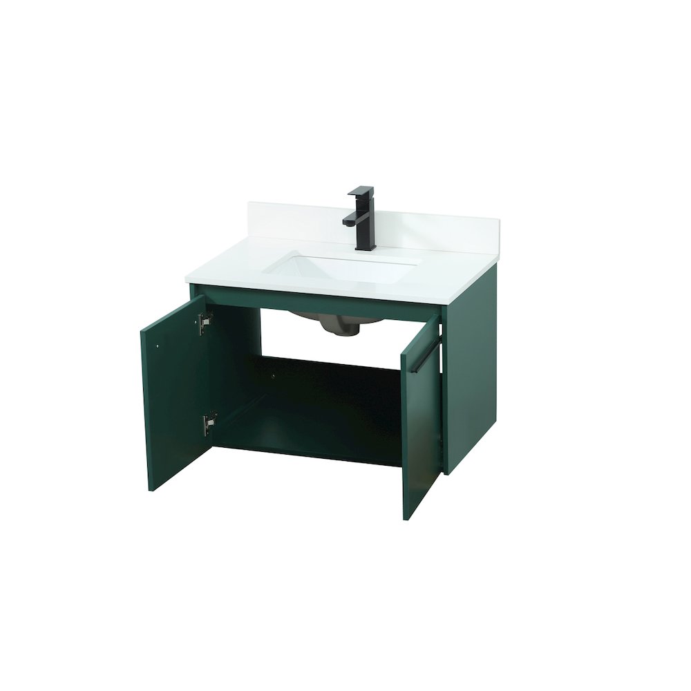 30 Inch Single Bathroom Vanity In Green With Backsplash. Picture 9