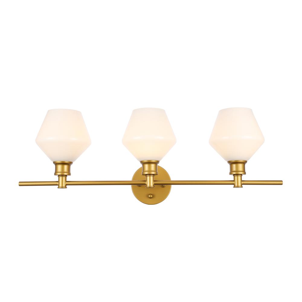 Gene 3 light Brass and Frosted white glass Wall sconce. Picture 1