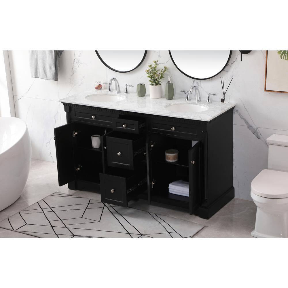 60 inch double bathroom vanity set in black. Picture 3
