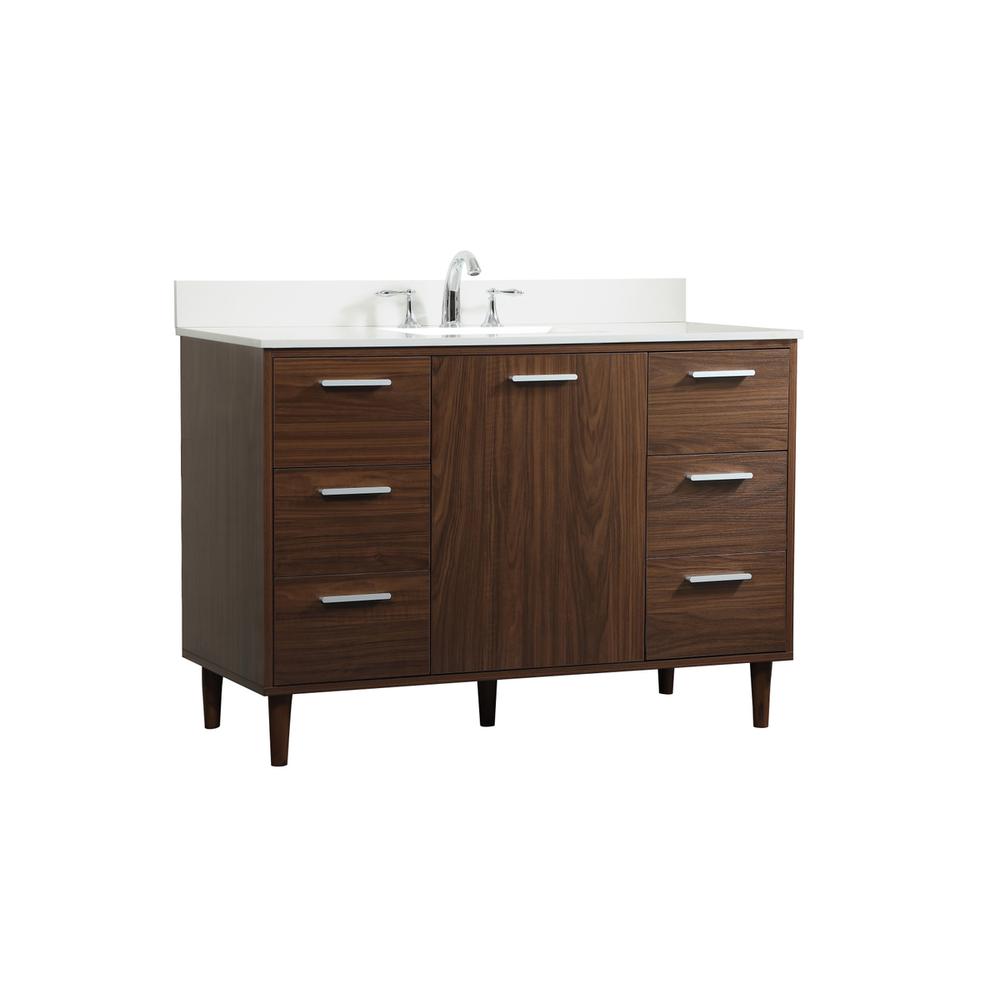 48 inch bathroom vanity in Walnut with backsplash. Picture 7