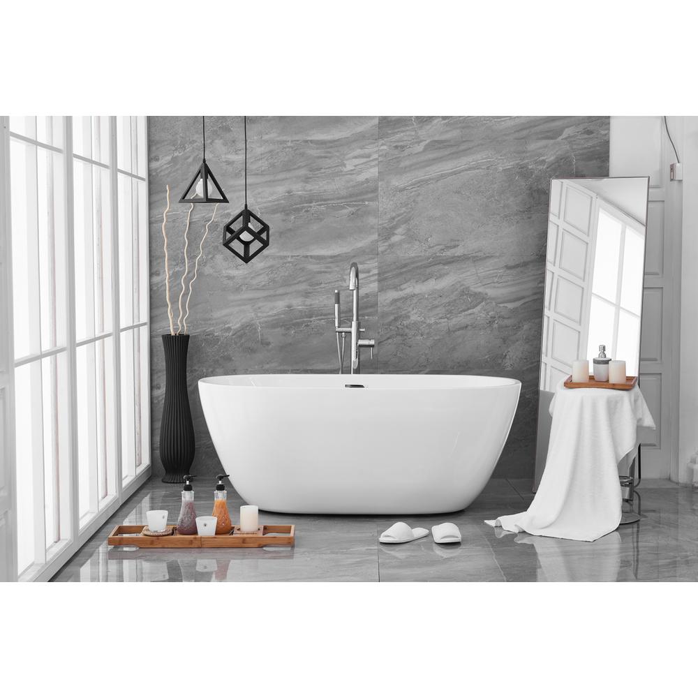 59 inch soaking roll top bathtub in glossy white. Picture 14