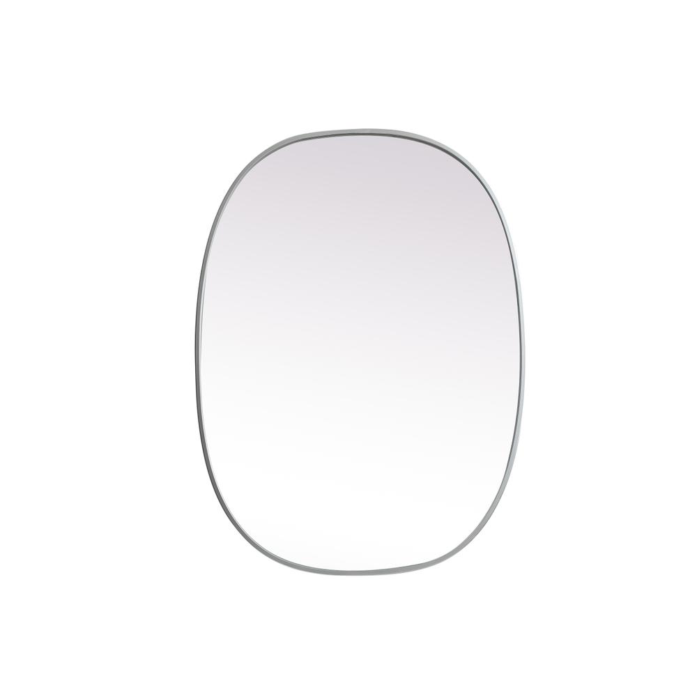 Metal Frame Oval Mirror 27x36 Inch in Silver. Picture 1