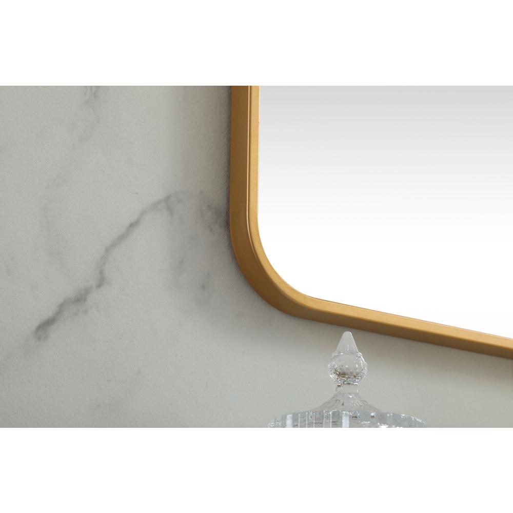 Soft corner metal square mirror 48x48 inch in Brass. Picture 6