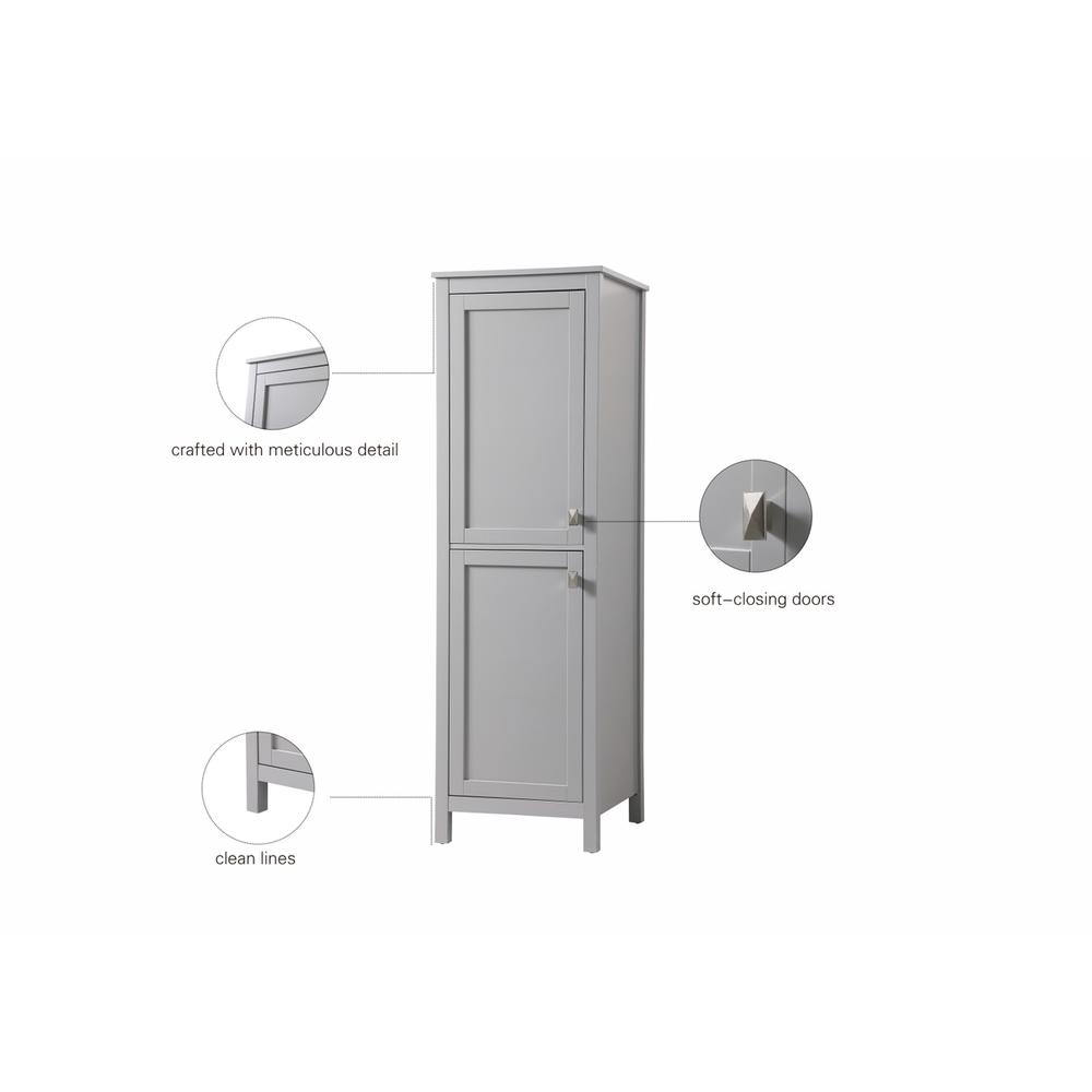 20 Inch Wide Bathroom Linen Storage Freestanding Cabinet In Grey. Picture 11