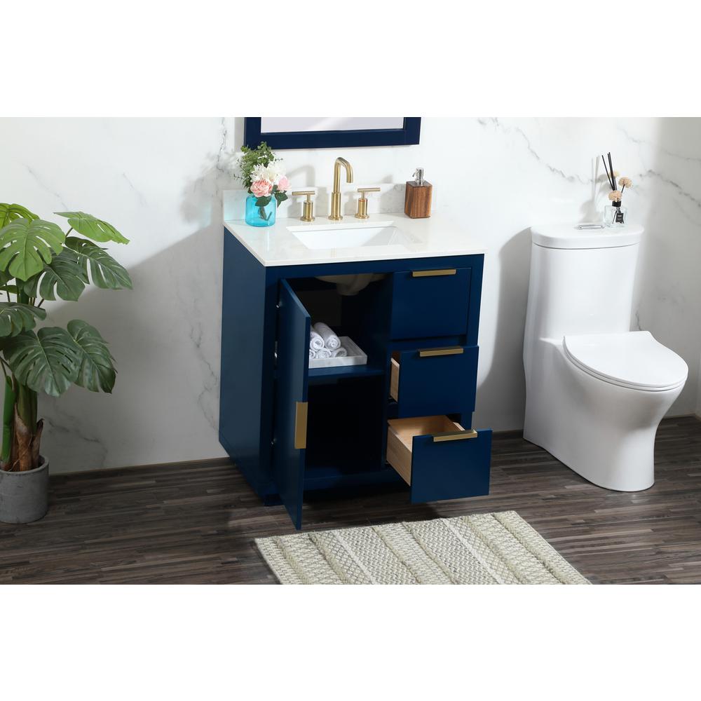 30 inch Single bathroom vanity in blue with backsplash. Picture 3