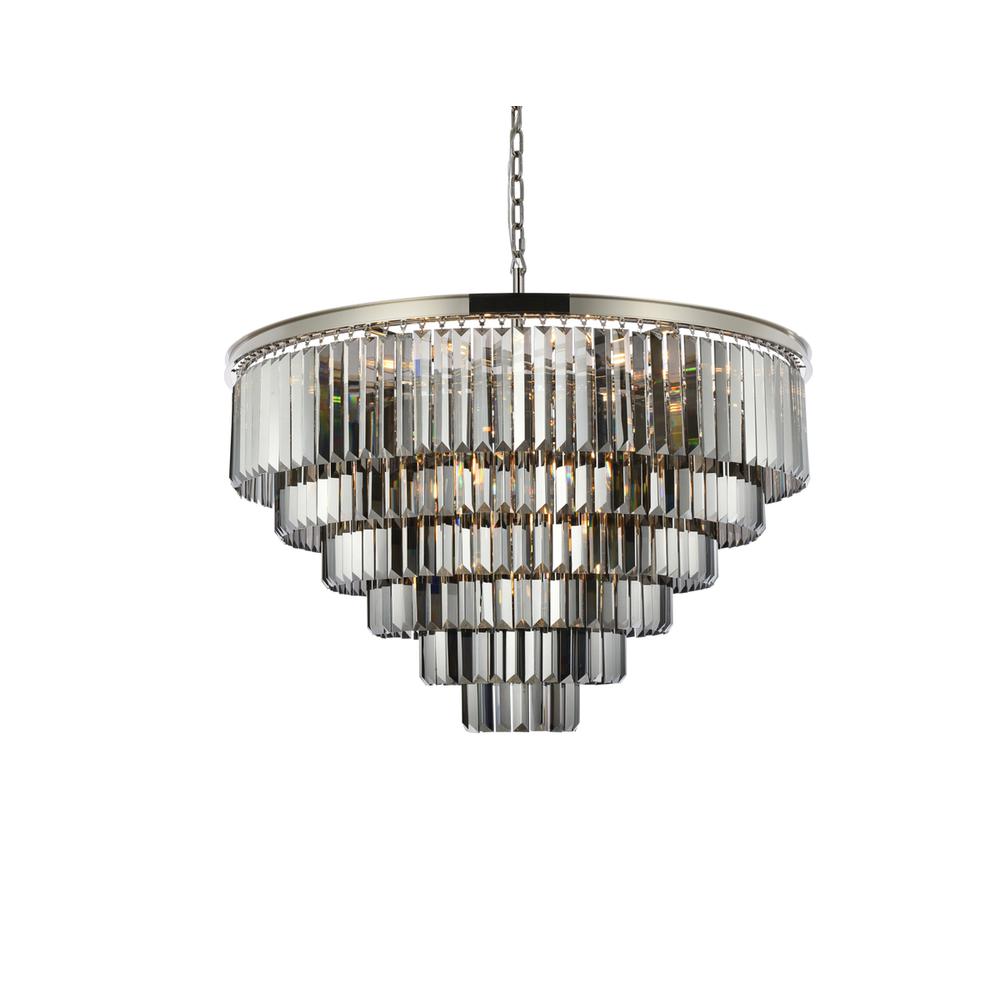 Sydney 33 light polished nickel Chandelier Silver Shade (Grey) Royal Cut Crystal. Picture 2