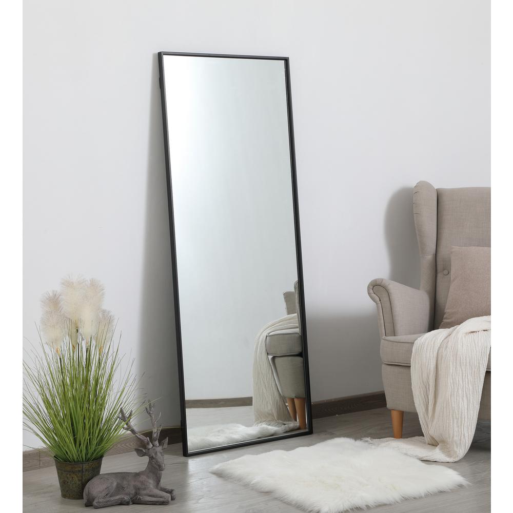 Metal frame rectangle mirror 24 inch in Black. Picture 2