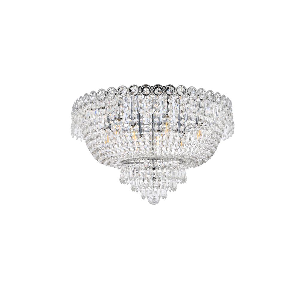 Century 9 light Chrome Flush Mount Clear Royal Cut Crystal. Picture 6