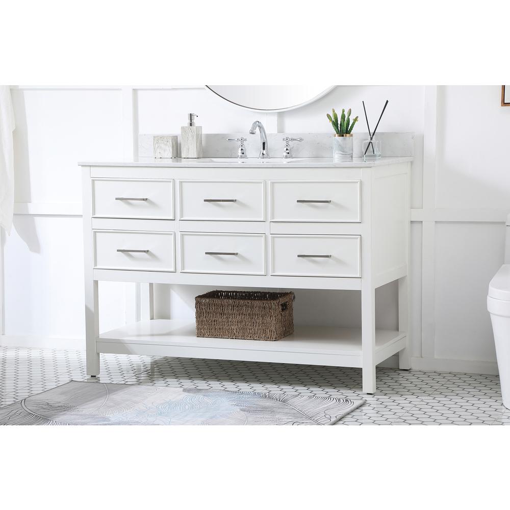 48 inch Single bathroom vanity in white with backsplash. Picture 2