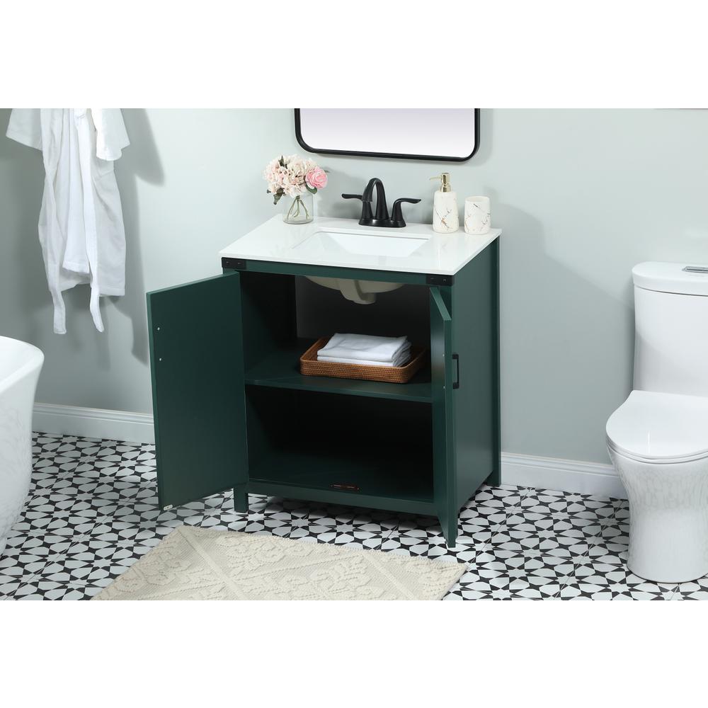 30 inch Single bathroom vanity in green. Picture 3