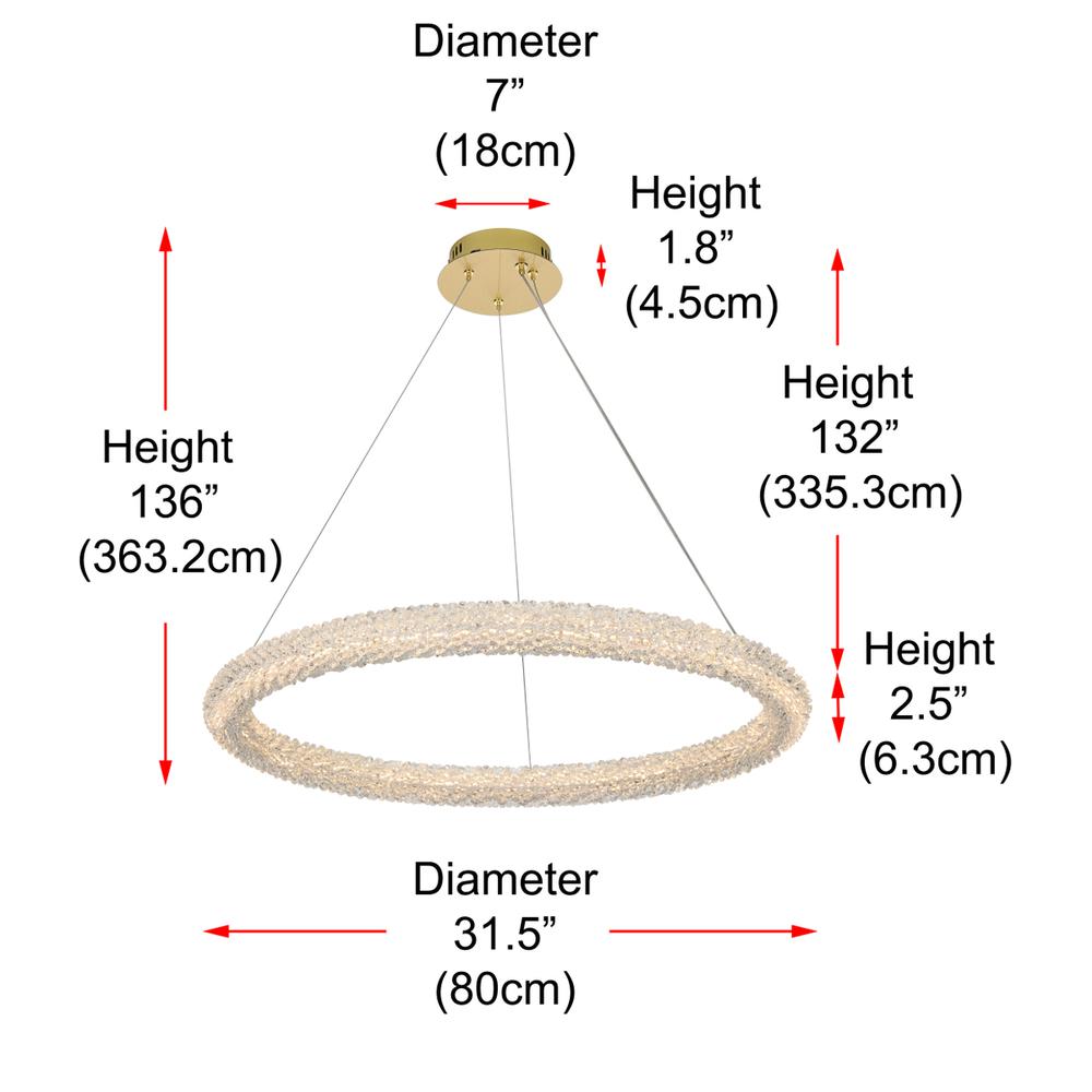 Bowen 32 inch Adjustable LED Chandelier in Satin Gold. Picture 10