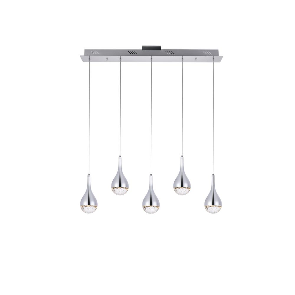 Amherst Collection LED 5-light chandelier 34in x 4in x 9in chrome finish. Picture 1