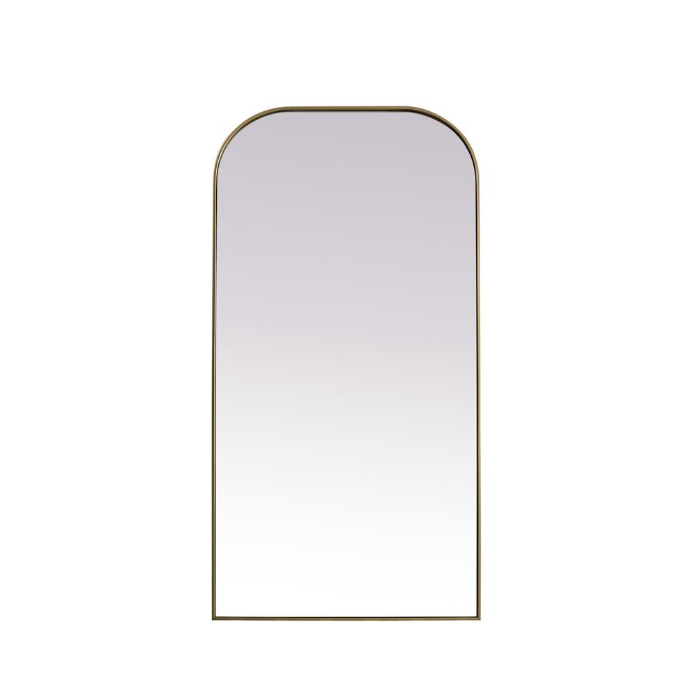 Metal Frame Arch Full Length Mirror 35x72 Inch in Brass. Picture 1