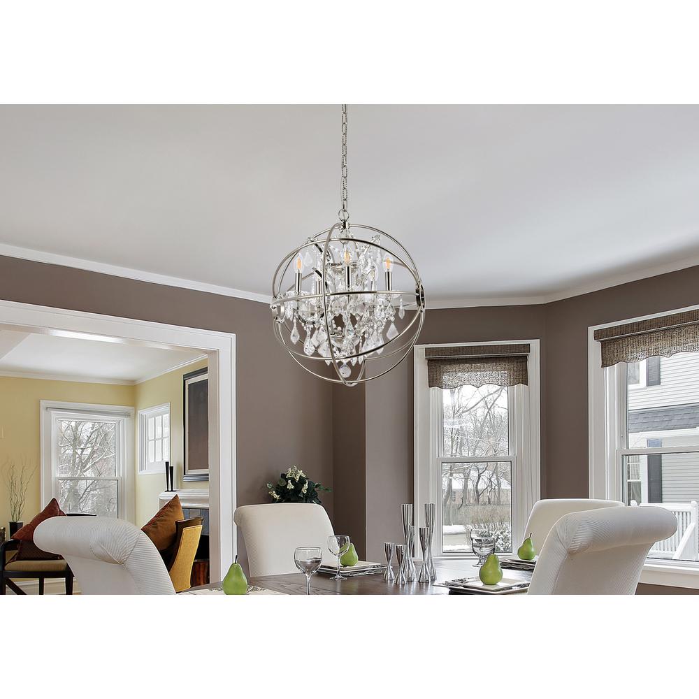 Geneva 5 light polished nickel Pendant Clear Royal Cut crystal. Picture 8