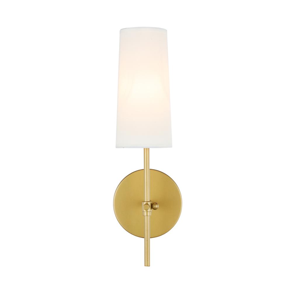 Mel 1 light Brass and White shade wall sconce. Picture 1