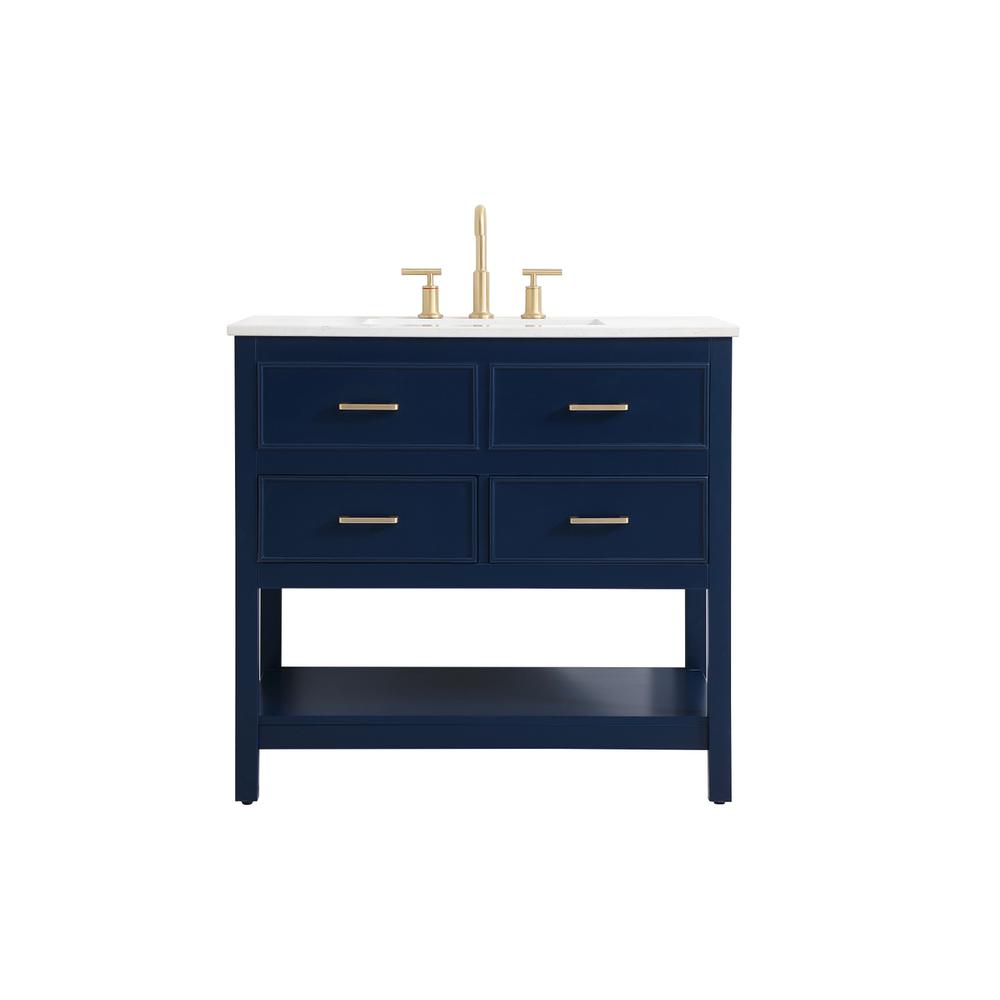 36 inch Single bathroom vanity in blue. Picture 1