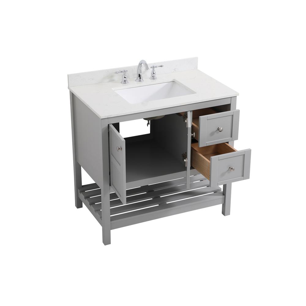 36 inch Single Bathroom Vanity in Gray with Backsplash. Picture 9