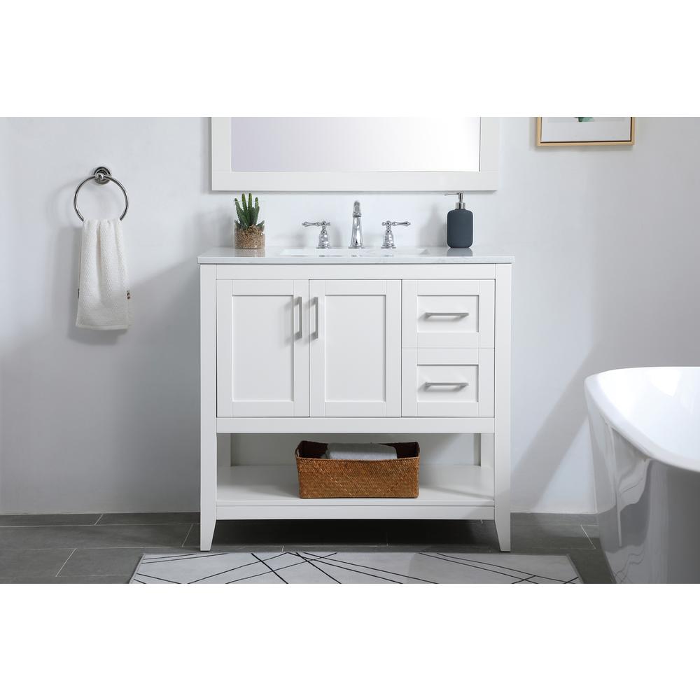 36 inch Single Bathroom Vanity in White. Picture 14