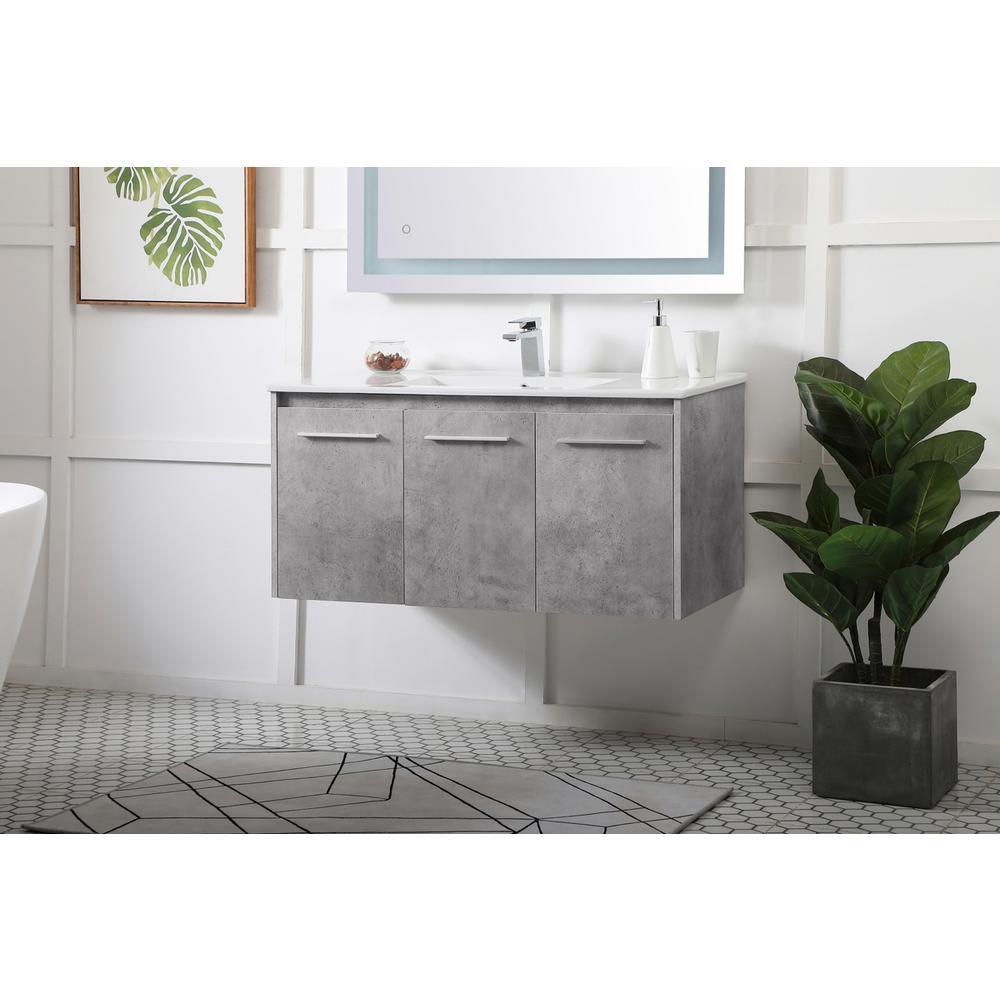 40 inch  Single Bathroom Floating Vanity in Concrete Grey. Picture 2