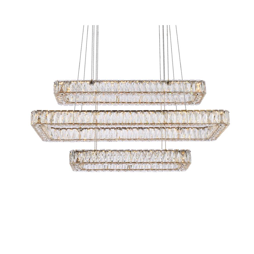 Monroe 42 inch LED triple rectangle pendant in gold. Picture 2