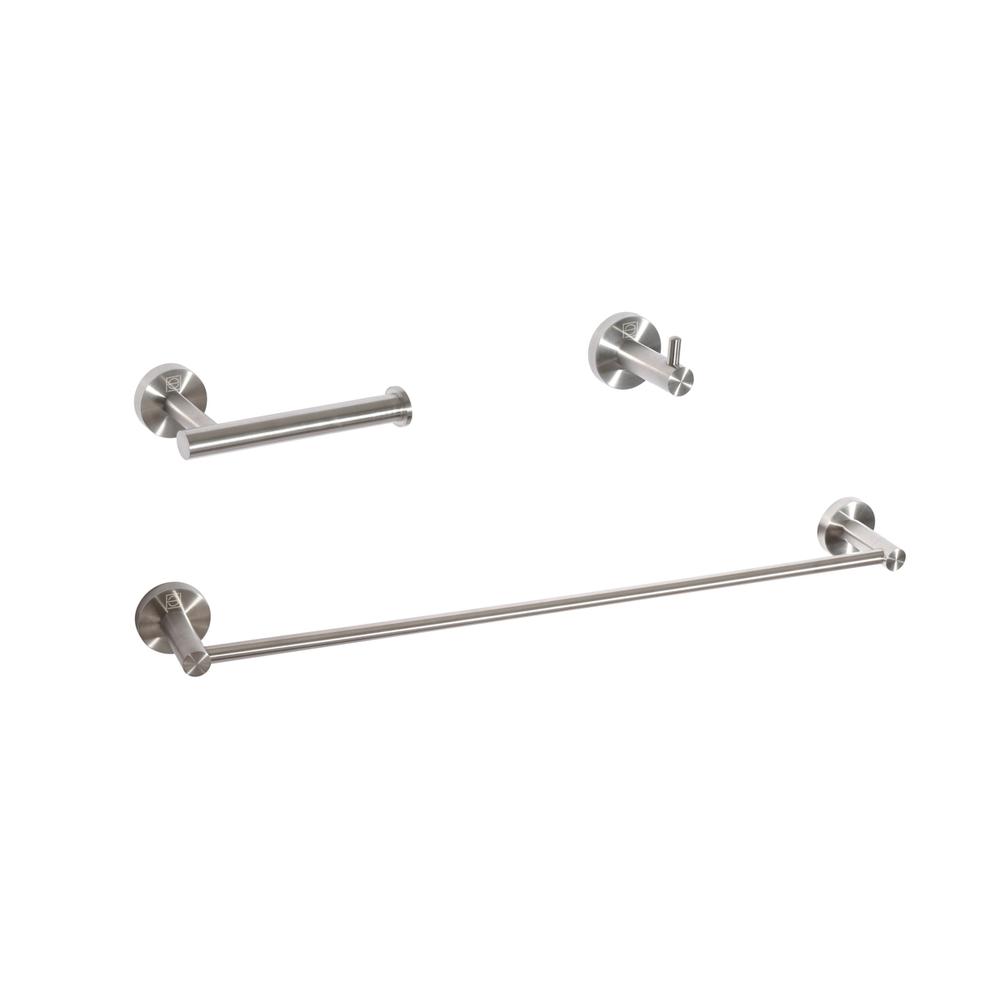 Freya 3-Piece Bathroom Hardware Set in Brushed Nickel. Picture 1