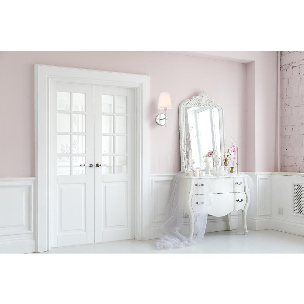 Cason 1 light Chrome and White shade wall sconce. Picture 1