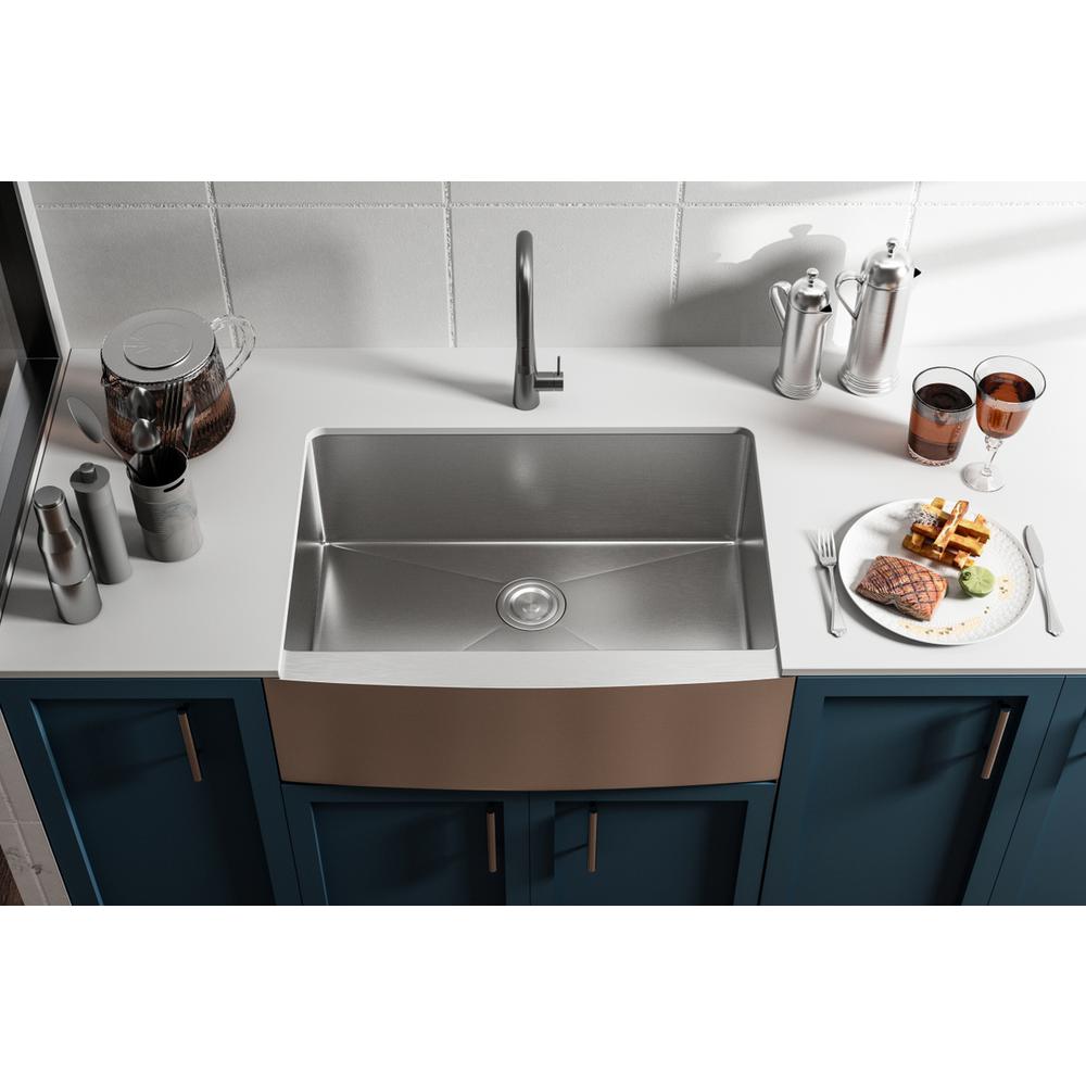 Stainless Steel farmhouse kitchen sink L30'' x W21'' x H10". Picture 10
